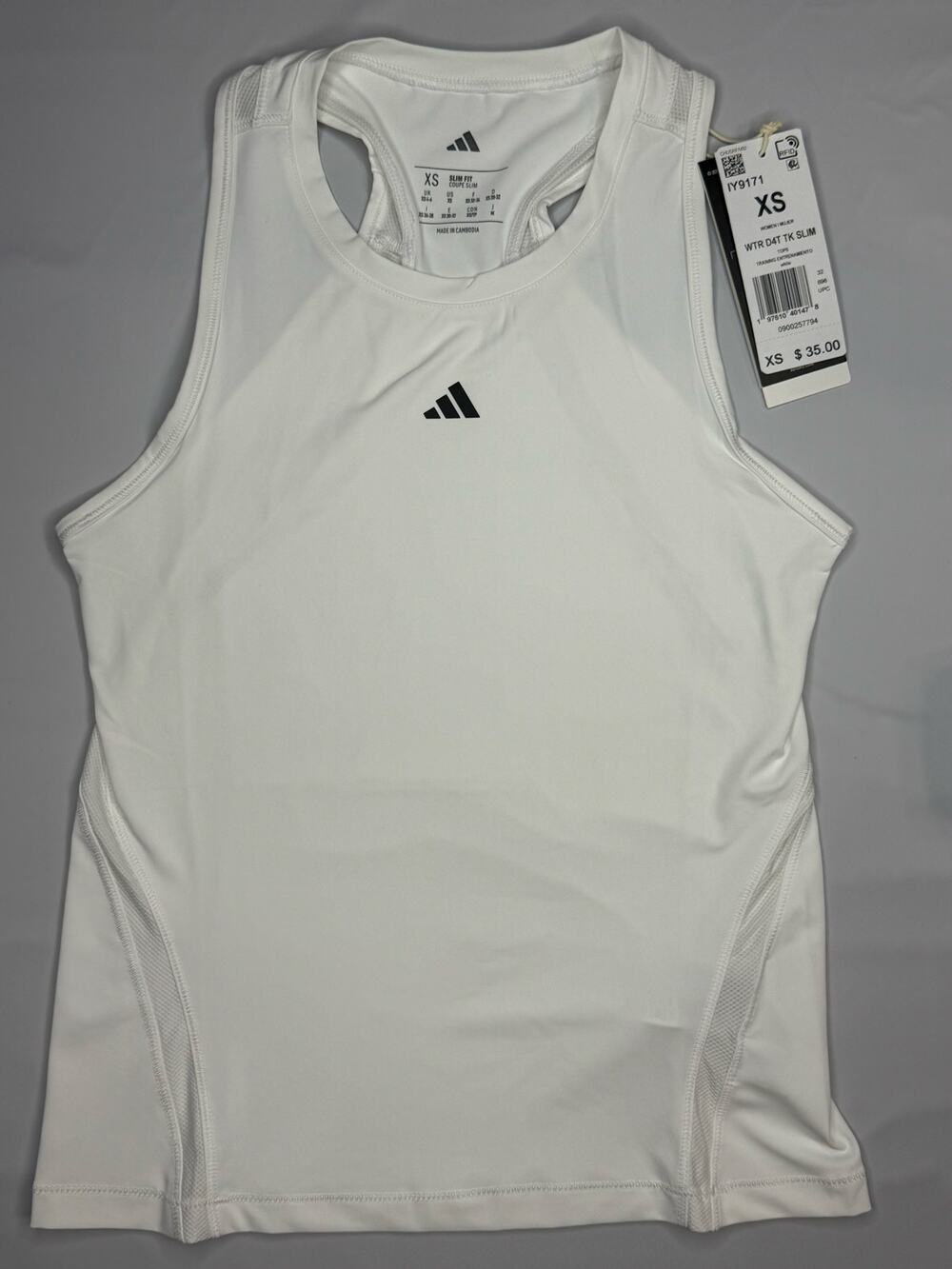 Adidas Women’s XS Training Tank Top White Slim Fit Racerback NWT IY9171